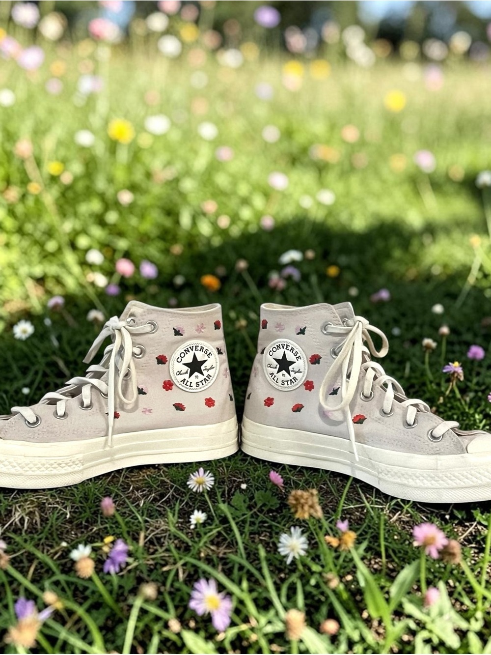 Converse Chuck 70 High Floral Embroidery Desert Sand Egret Womens 8 Sneakers - Picture 4 of 12